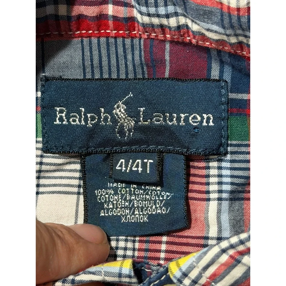 Ralph Lauren Kids‎ Boys Multi Color Plaid Button Down Shirt Size 4 4T B52